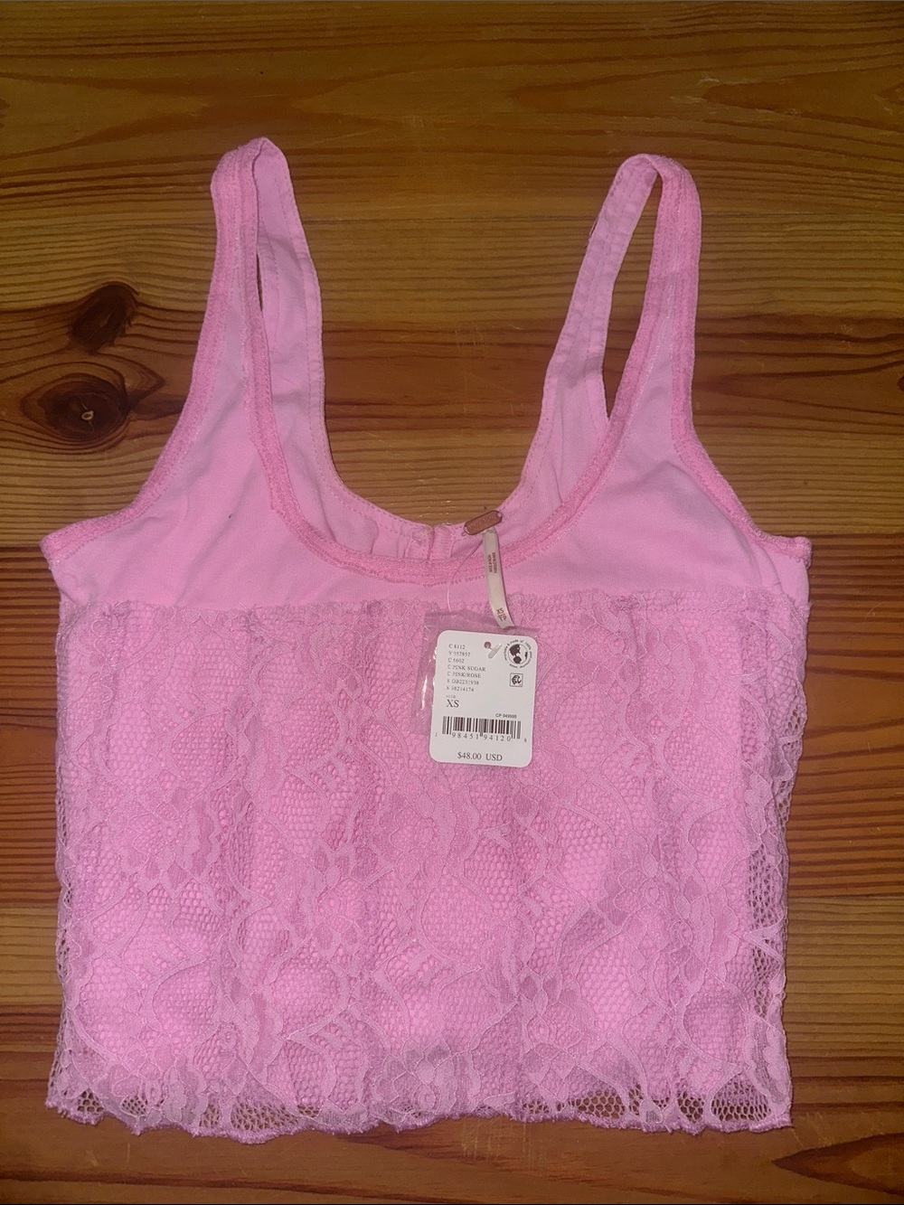 Free People Pink Lace Tank Top - Picture 1 of 3